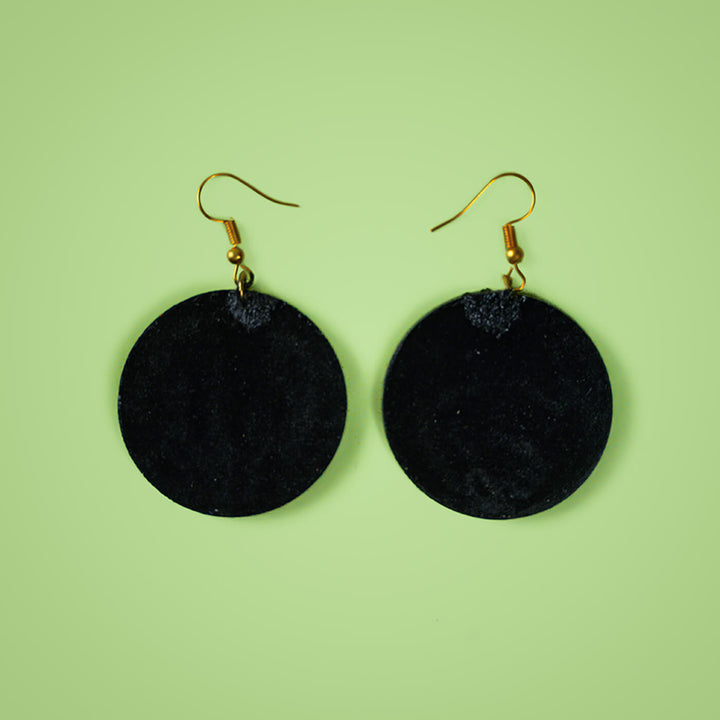 Blue and Yellow Dot Art Round Mandala Earrings