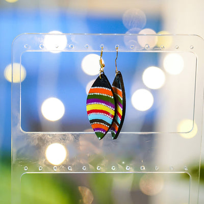Rainbow Oval Dot Art Mandala Earrings