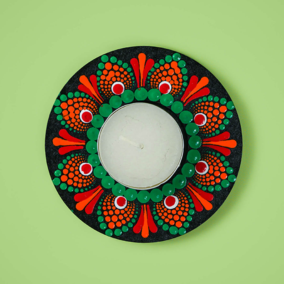 Orange and Green Round Tealight Holder