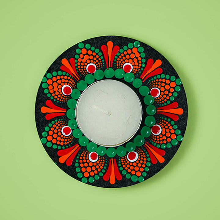 Orange and Green Round Tealight Holder