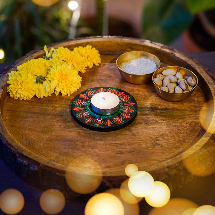 Orange and Green Round Tealight Holder