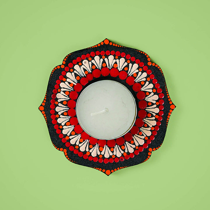 Orange and Red Lotus-Shaped Tealight Holder