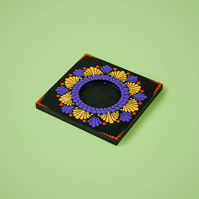 Yellow and Purple Square Tealight Holder