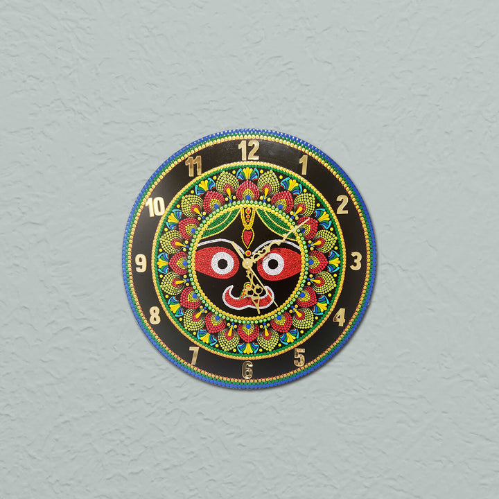 Red Green Jagannath Dot Mandala Wall Clock