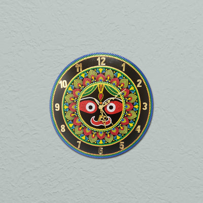 Red Green Jagannath Dot Mandala Wall Clock