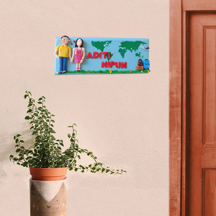 Personalised Travelling Couple Name Plate