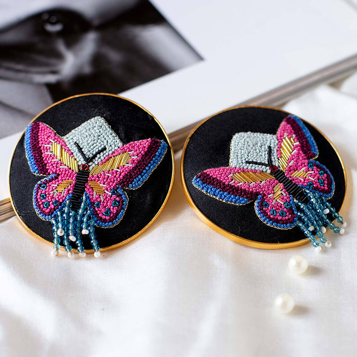 Embroidered Butterfly Cressida Earrings