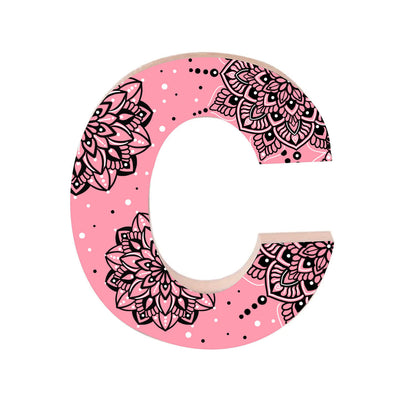 Wall Mountable & Tabletop Mandala Doodle Alphabet - Rose Pink
