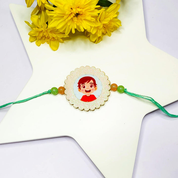 Cute Brother Rakhiglow In The Dark - Front View on Star Plate