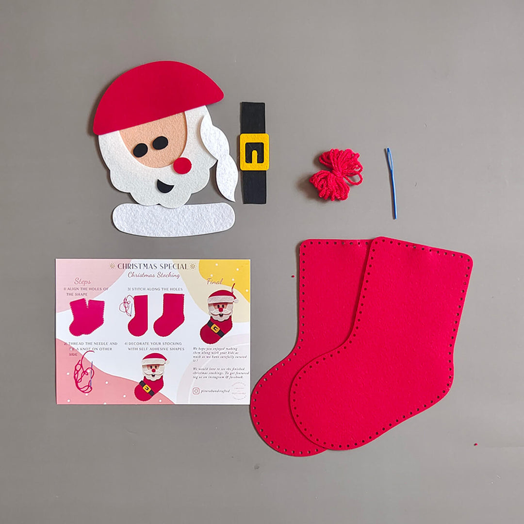 Handmade Santa Stocking Felt Diy Kit For Christmas Decoration