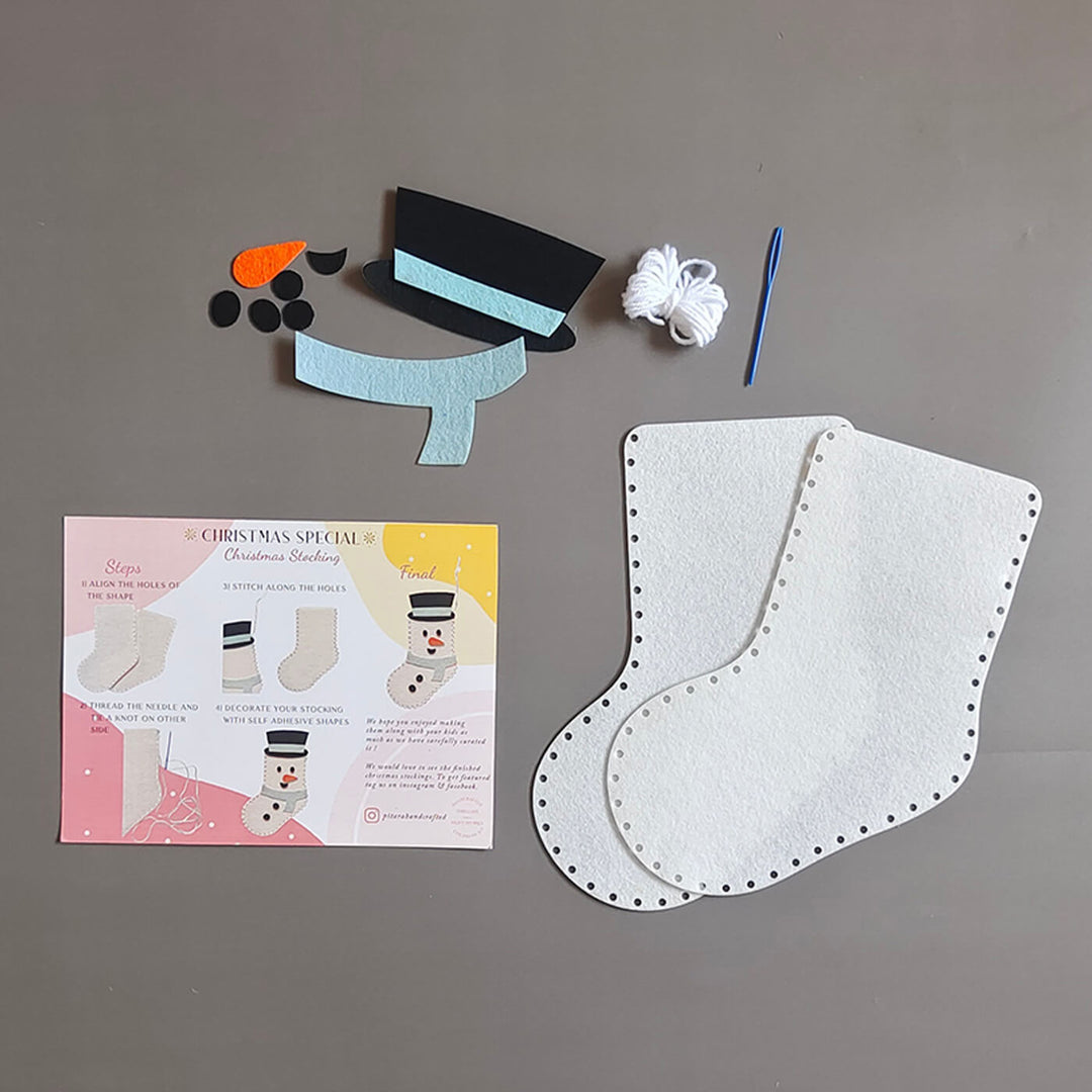 Handmade Snowman Stocking Felt Diy Kit For Christmas Decoration