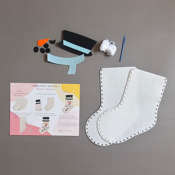 Handmade Snowman Stocking Felt Diy Kit For Christmas Decoration