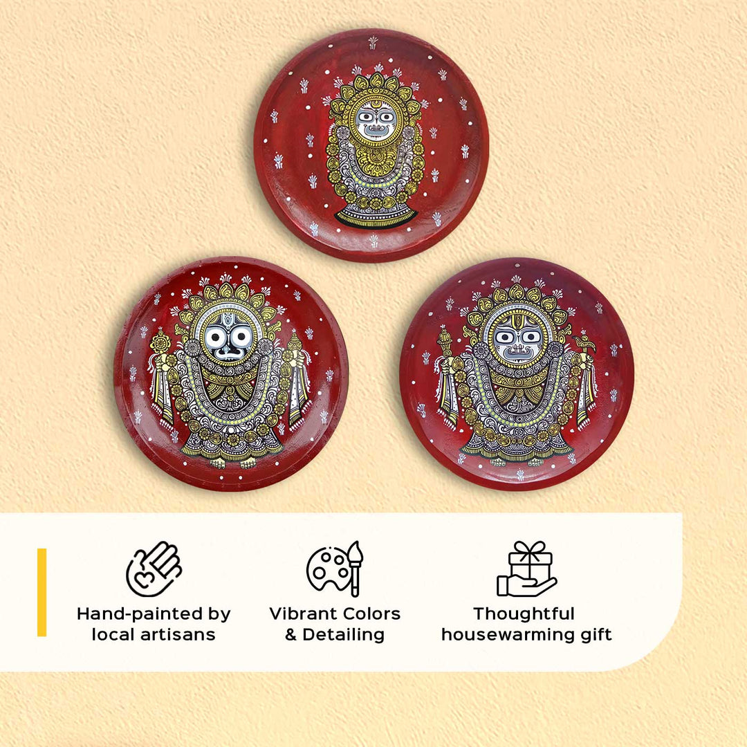 Set of 3 Divine Handpainted Wall Decor- Brown