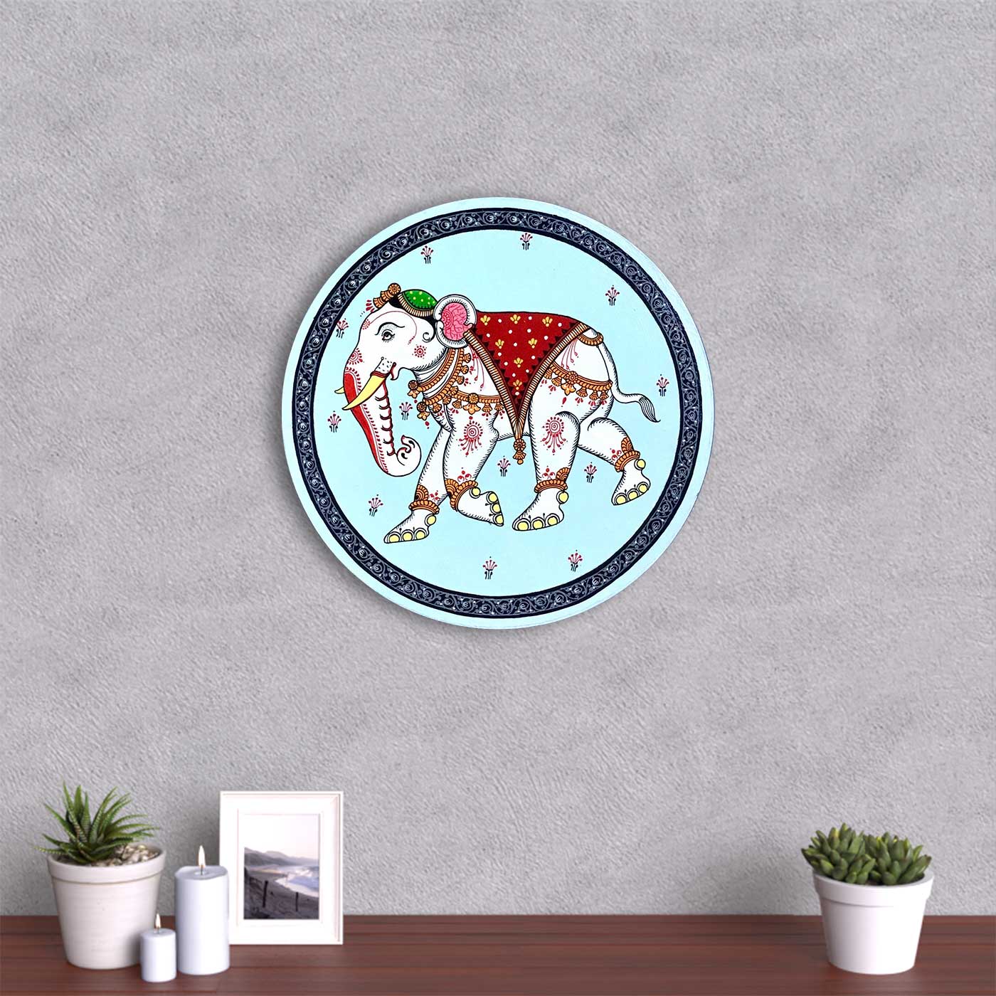 Buy Handpainted Gajaraaj on MDF Online On Zwende