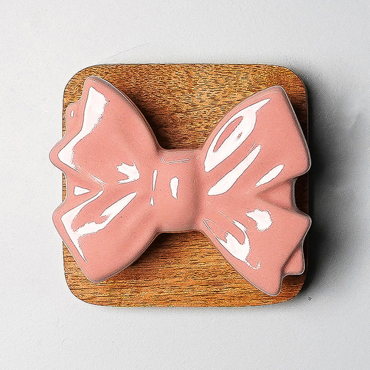 Handmade Ceramic and Wood Bow Hook for Kids