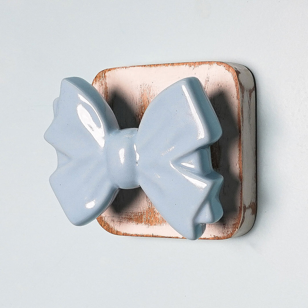 Handmade Ceramic and Wood Bow Hook for Kids