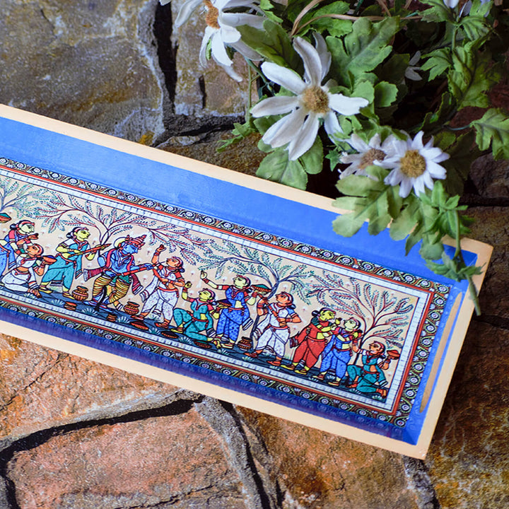 Ethnic Decoupage Holi Pattachitra MDF Tray - Narrow