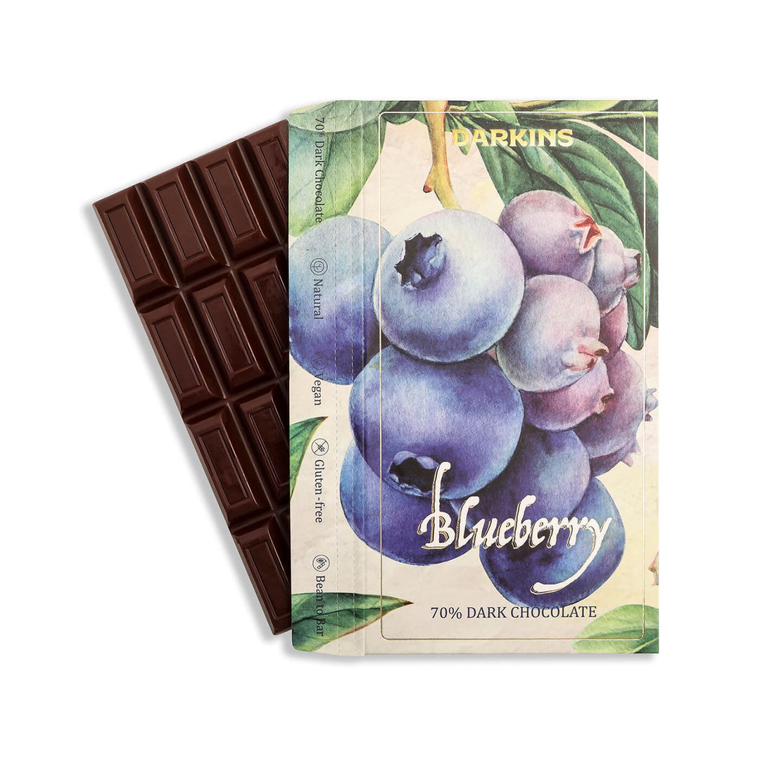 70% Dark | Vegan & Gluten Free Chocolate with Blueberries