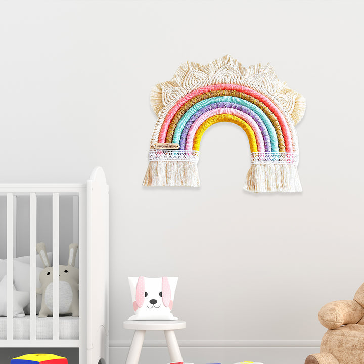 Macrame Princess Rainbow Kids' Wall Hanging