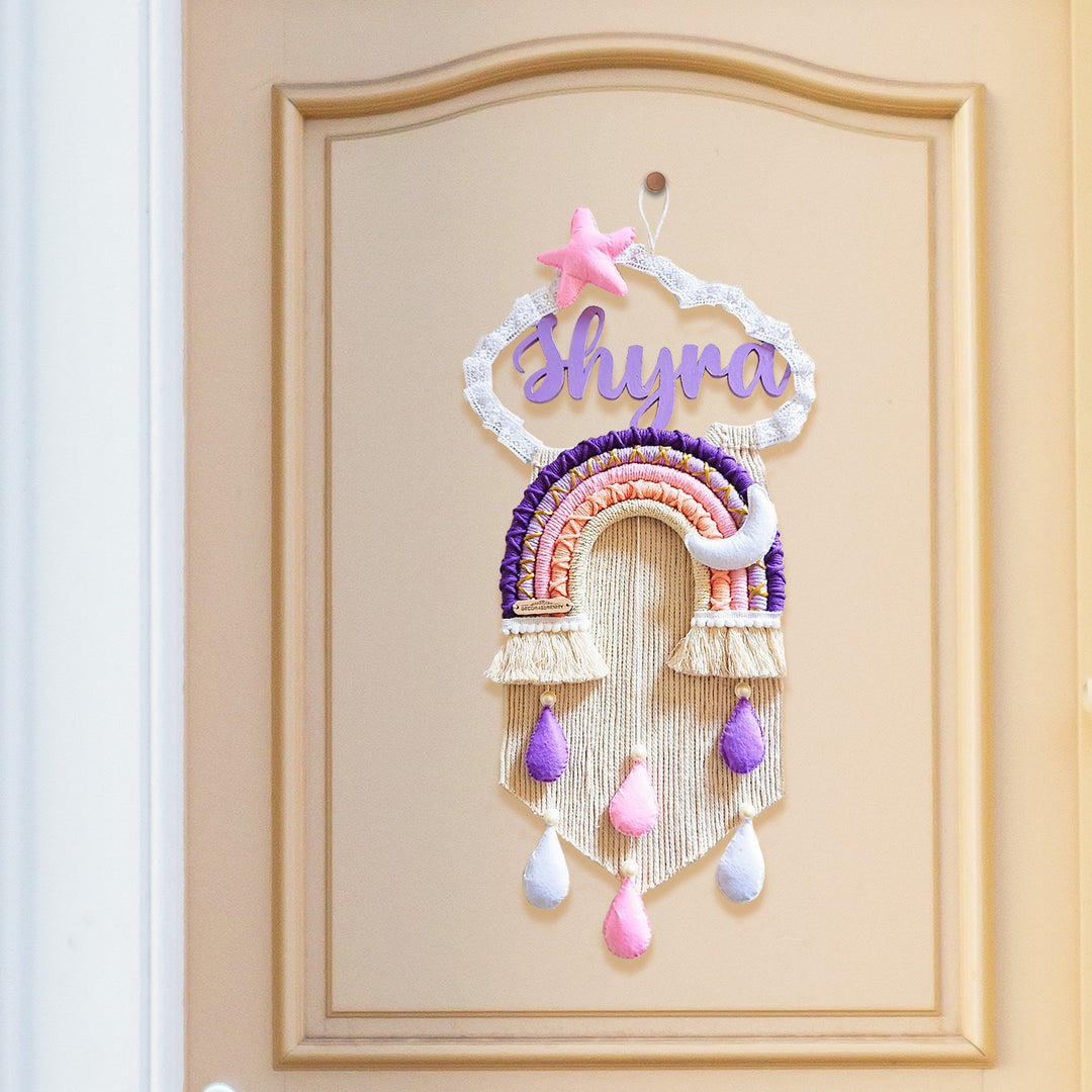 Macrame Cloud Rainbow Personalized Kids' Nameplate