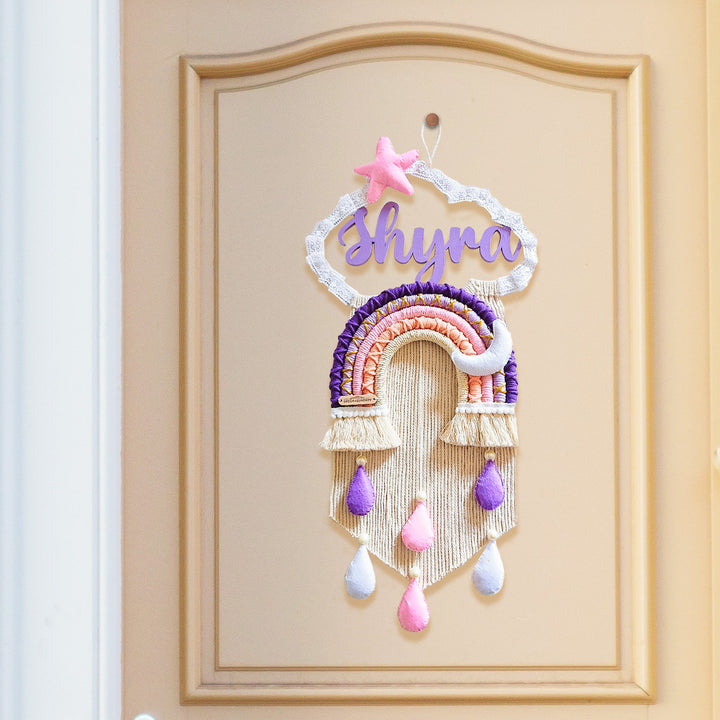 Macrame Cloud Rainbow Personalized Kids' Nameplate