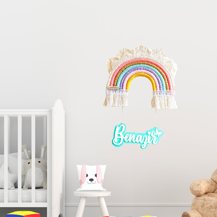 Macrame Princess Rainbow Personalized Kids' Nameplate