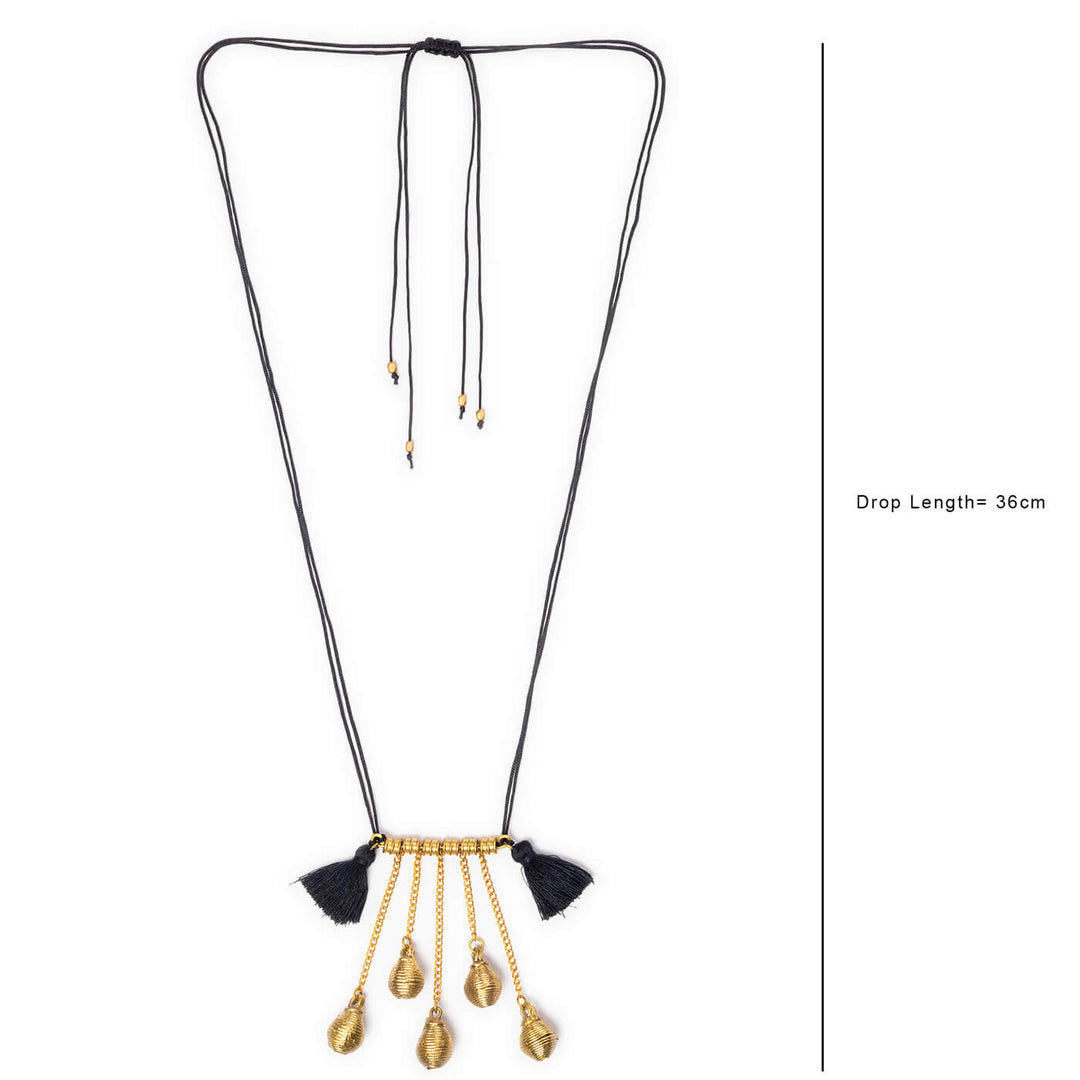 Contemporary Handmade Black And Gold Brass Necklace
