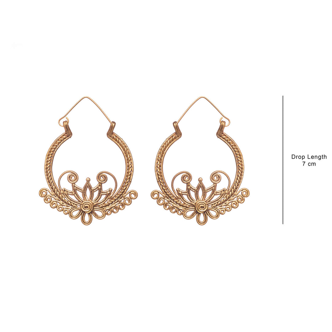 Handcrafted Dokra Flower Bali Earrings