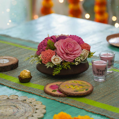 Handcrafted Solawood Flowers "Peach Perfection" Centerpiece