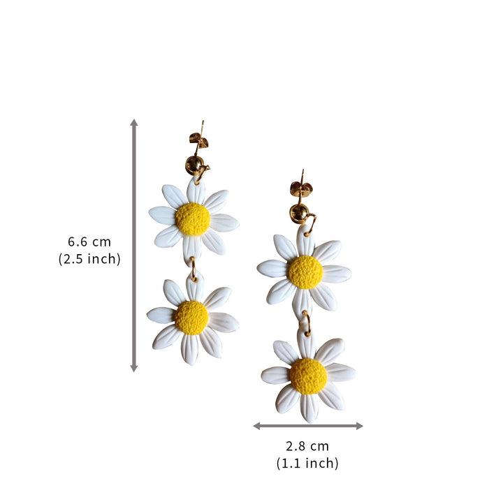 Handmade Clay Dream Daisy Earrings - Double