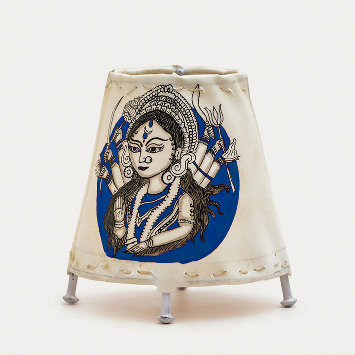 Durga Small Hand Painted Tholu Bommalata Tabletop Lamp | 6 inches