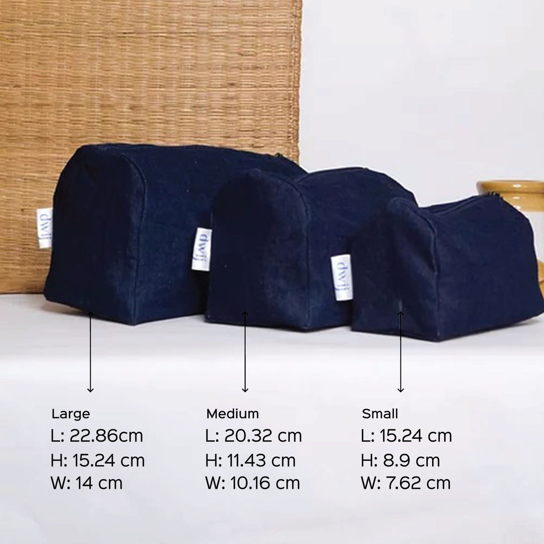 Upcycled Denim Multi-purpose Travel Pouch | Set of 3