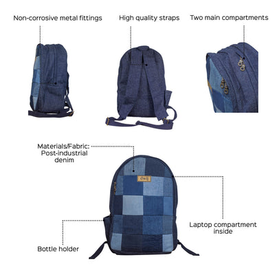 Mix Upcycled Denim Random Backpack