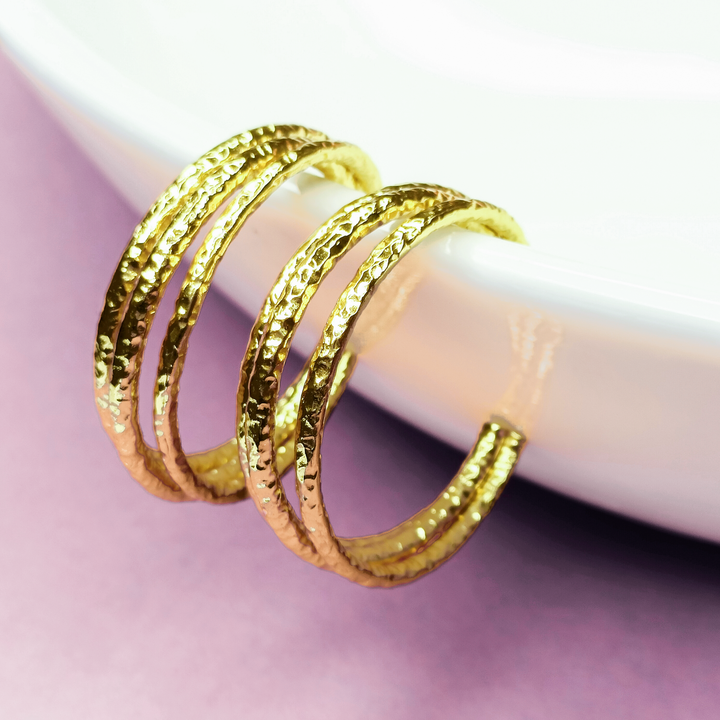 18K Gold Polished Retro Hoops