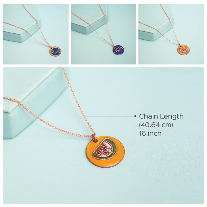 Handmade Copper Enamelled Earthy Necklace and Earrings
