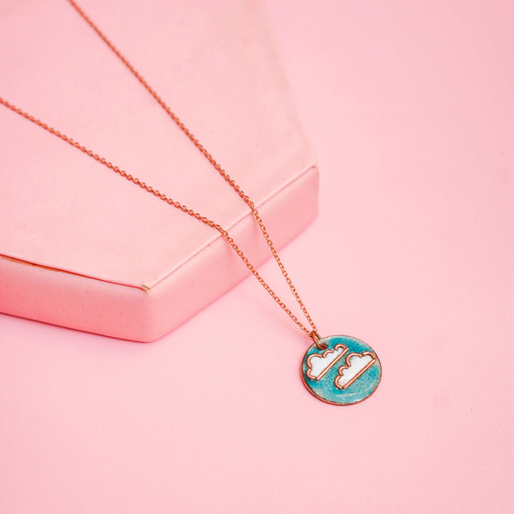 Handmade Copper Enamelled Baadal Necklace and Earrings