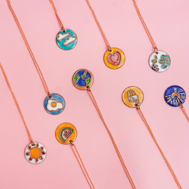 Handmade Copper Enamelled Chaai Paani Necklace and Earrings