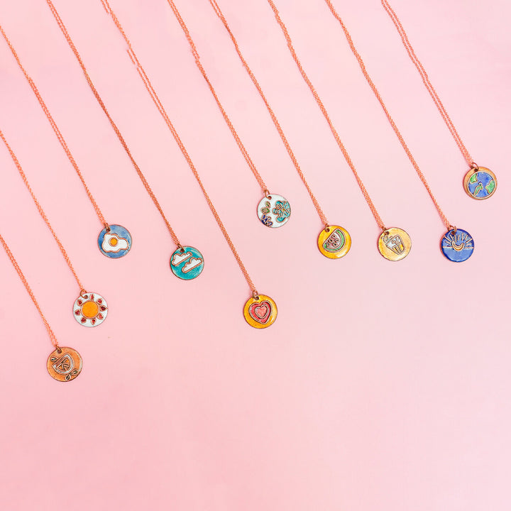 Handmade Copper Enamelled Chaai Paani Necklace and Earrings