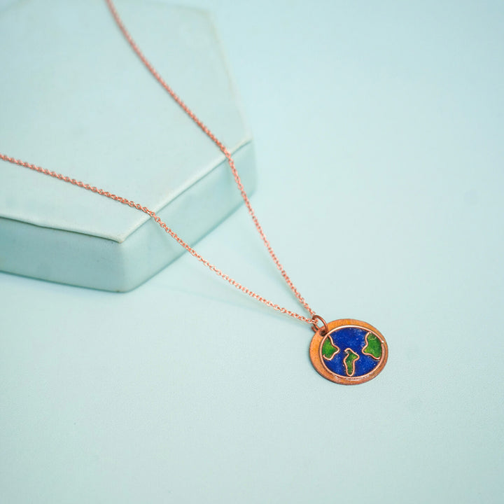Handmade Copper Enamelled Earthy Necklace and Earrings - Zwende