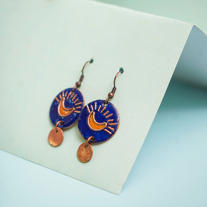 Handmade Copper Enamelled Chanda Earrings and Necklace