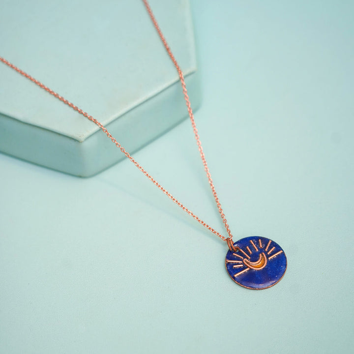 Handmade Copper Enamelled Chanda Necklace and Earrings - Zwende