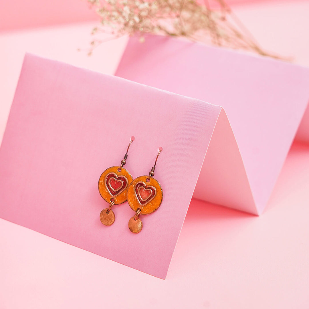 Handmade Copper Enamelled Dil Earrings and Necklace