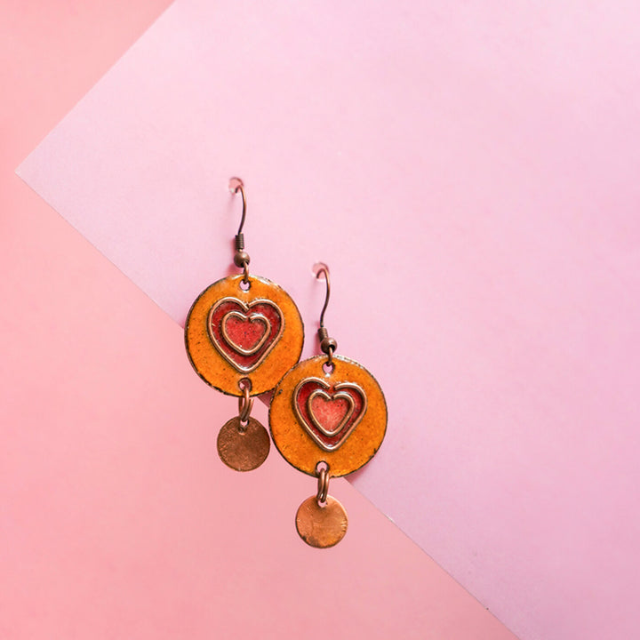 Handmade Copper Enamelled Dil Earrings and Necklace