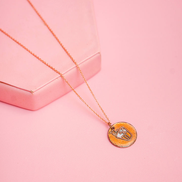 Handmade Copper Enamelled Chaai Paani Necklace and Earrings