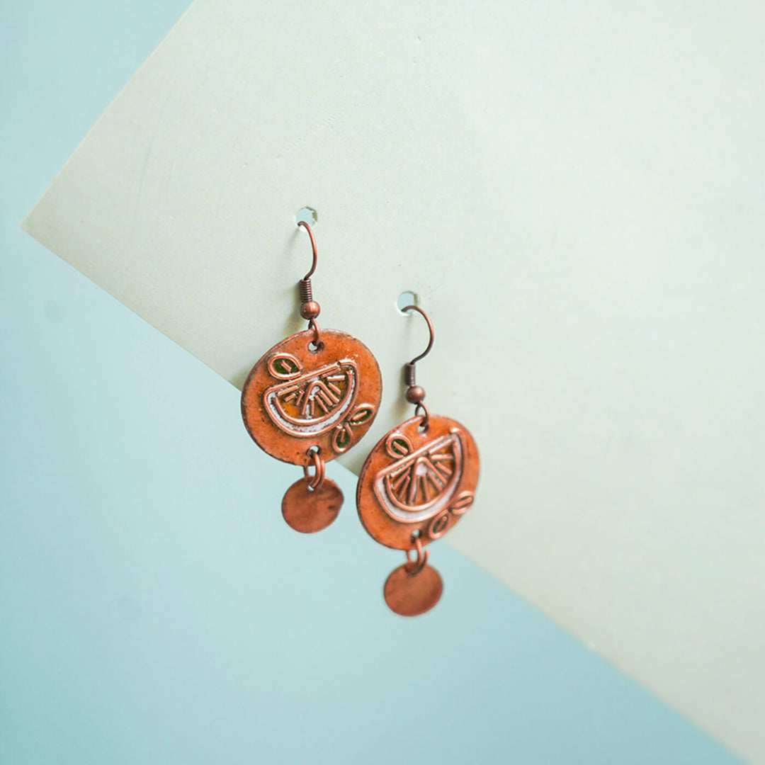 Handmade Copper Enamelled Nimbuzz Earrings and Necklace