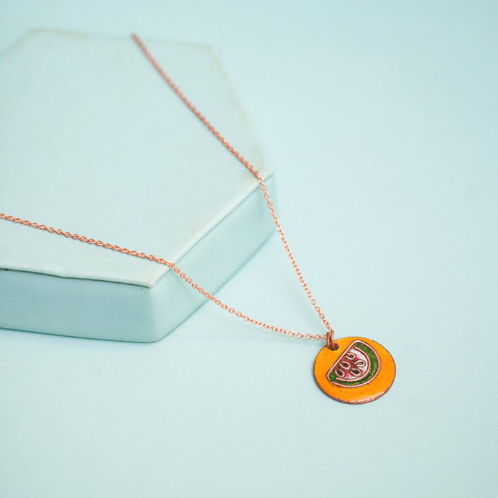 Handmade Copper Enamelled Tarbooz Necklace and Earrings