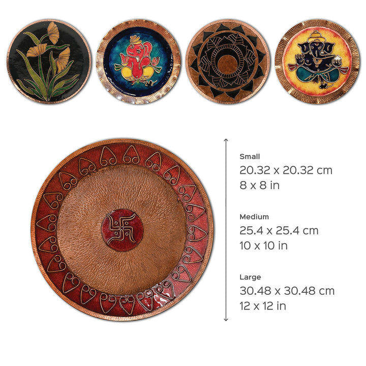 Copper Enamel Archana Pooja Decorative Wall Plate