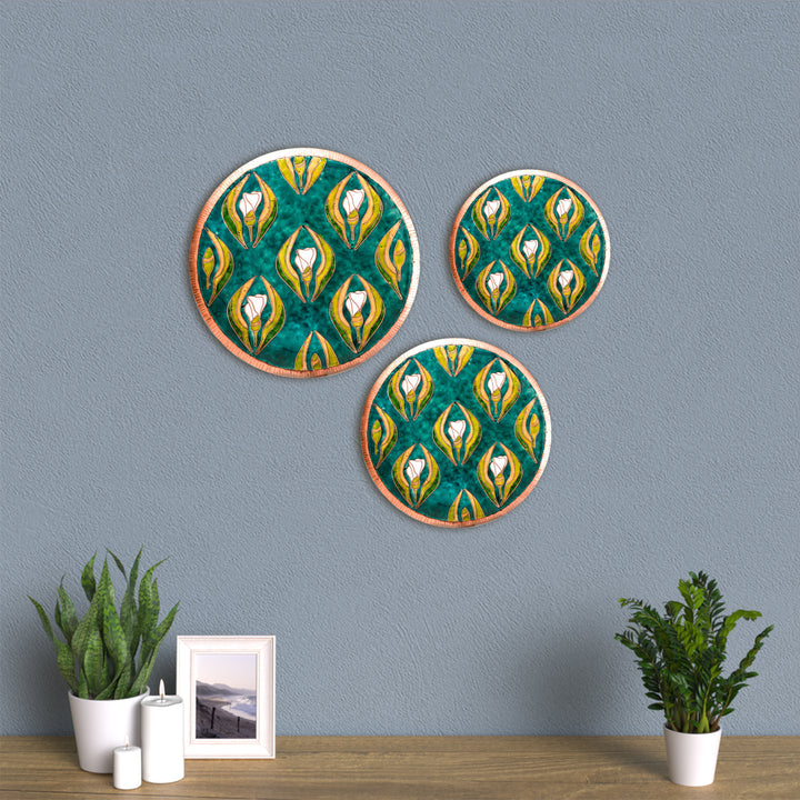 Copper Enamel Wall Plate - Greens - Wildflower