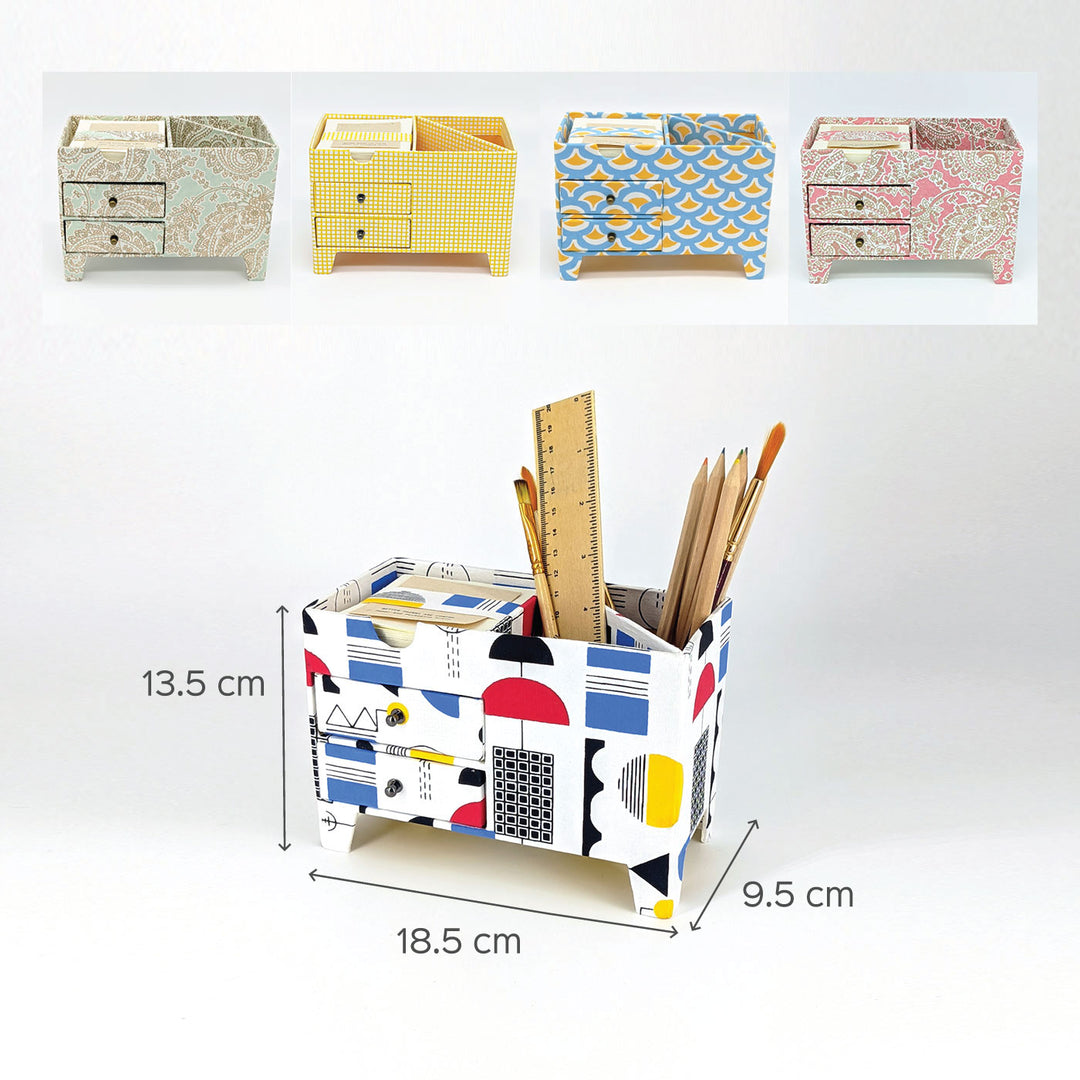 Handmade Paper Desk Organiser with Mini Drawers