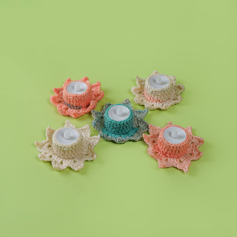 Bright Handcrafted Crochet Candles - Set of 5